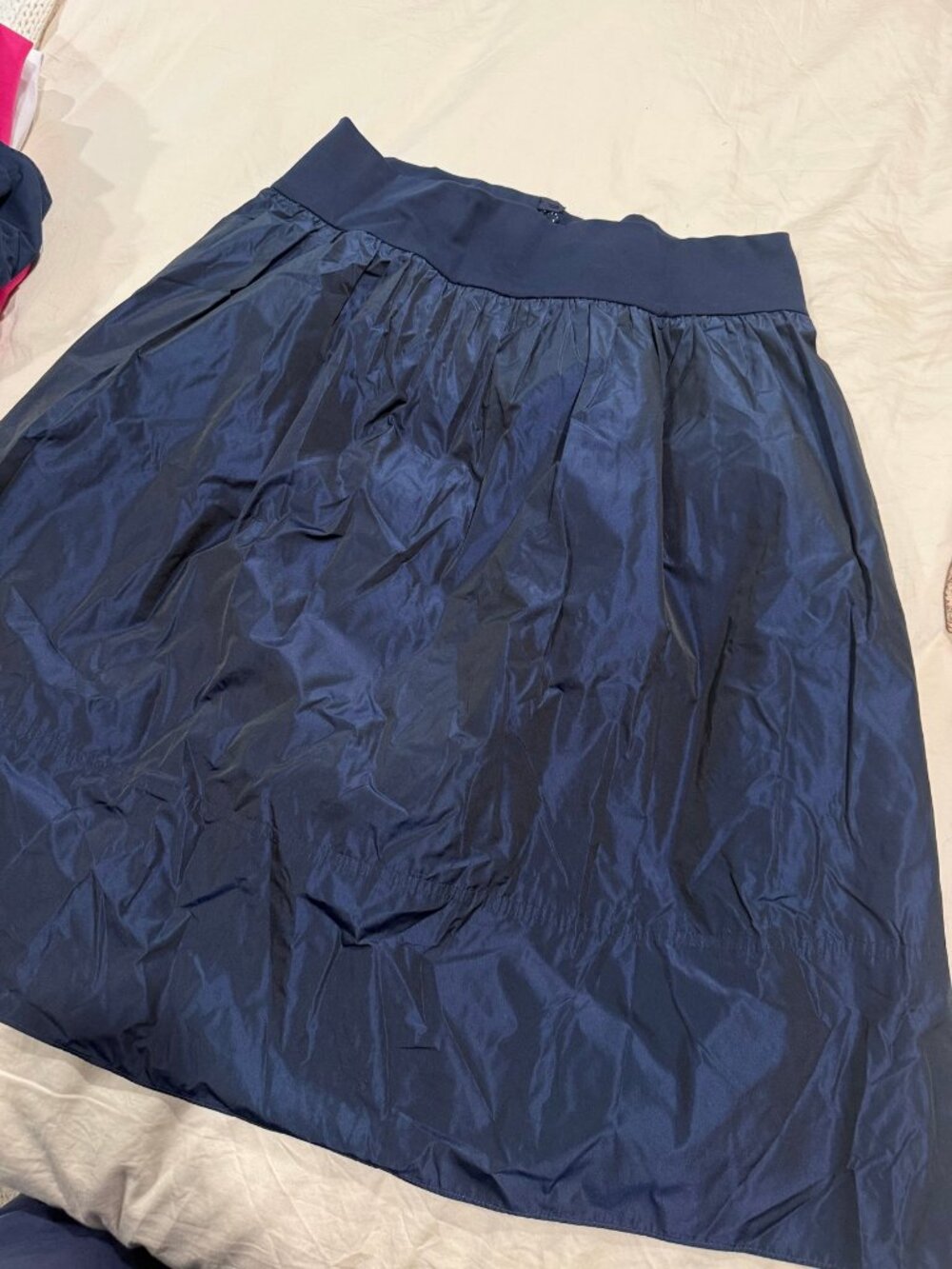 Akris Punto Navy Taffeta Midi Skirt Pockets 12